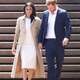 Prince Harry, Duke of Sussex and Meghan, Duchess of Sussex walk down the steps at the Sydney Opera House on October 16, 2018 in Sydney, Australia.